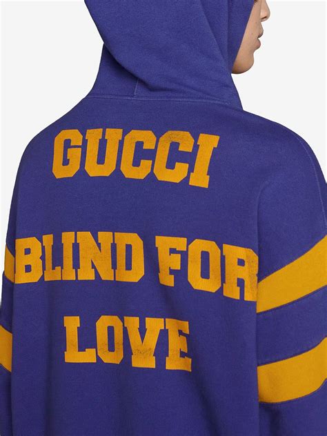 Gucci Blind For Love Logo Oversized Hoodie In Blue 